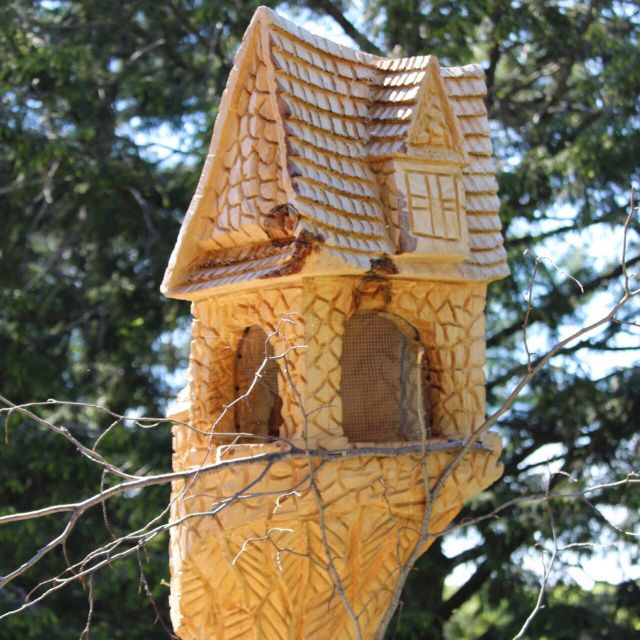 Wooden Carved Bird Hotel