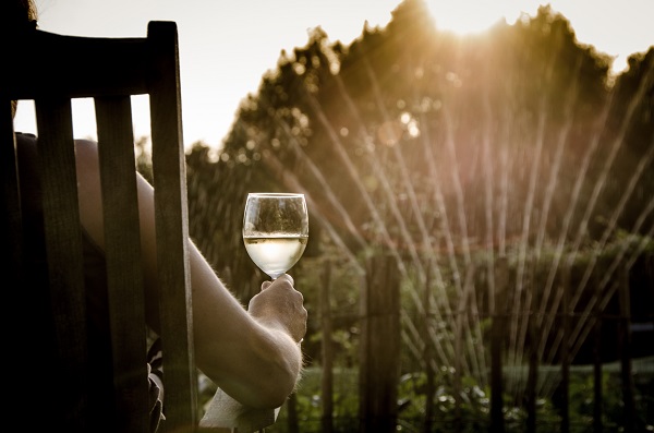 Person Enjoying Glass Of Wine In Garden