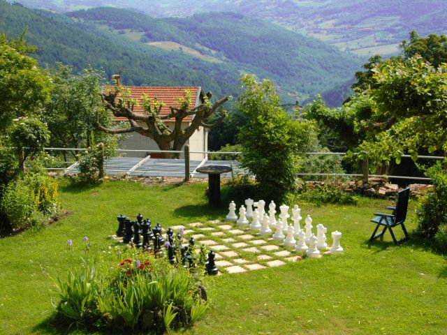 a giant garden chess board