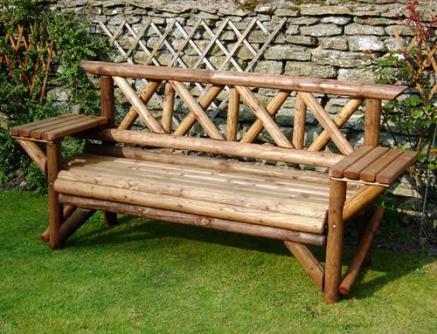 Wooden Rustic Garden Table Seat Tony, Rustic Garden Furniture Uk