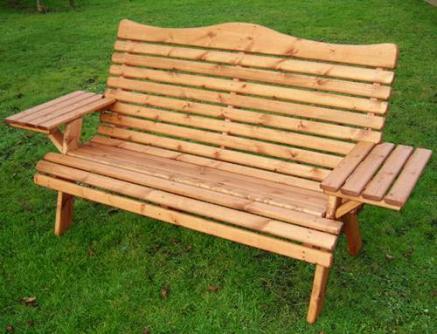 Torrington Wooden Table Garden Seat, Garden Seat With Table