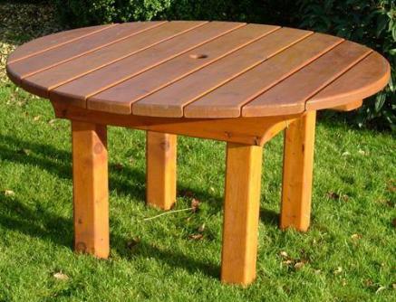 Heavy Round Wooden Garden Table Tony, Wooden Round Garden Table